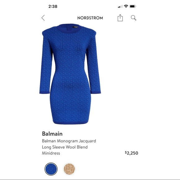 ❌SOLD❌ Balmain Balman Monogram Jacquard Long Sleeve Wool Blend Minidress - Picture 17 of 17